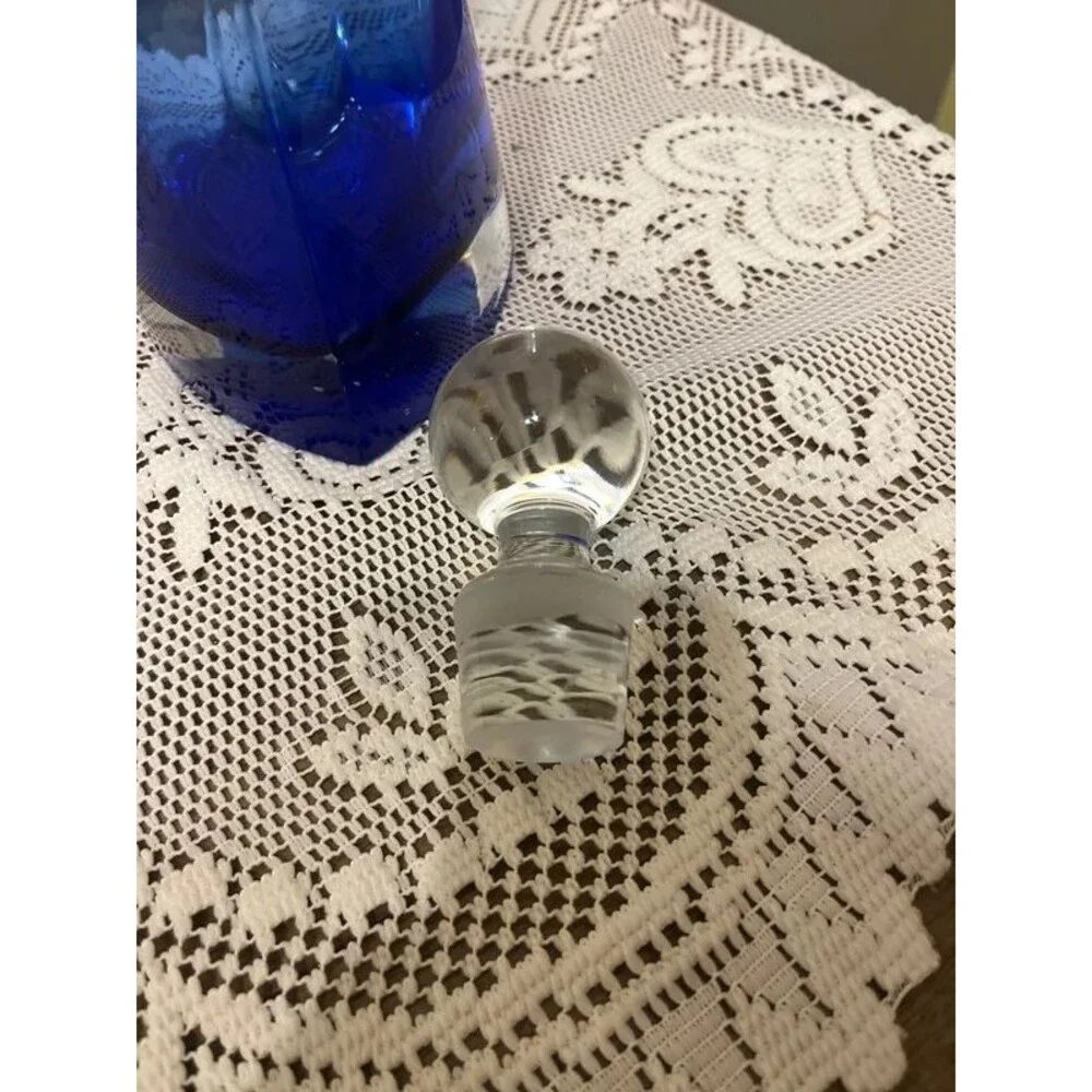 Blue Italian Crystal Glass Decanter with Ball Stopper